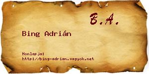 Bing Adrián névjegykártya